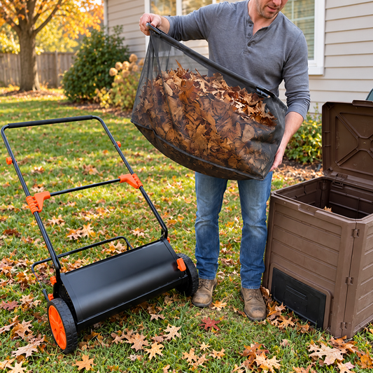Manual Push Lawn Sweeper – Adjustable Leaf & Grass Collector