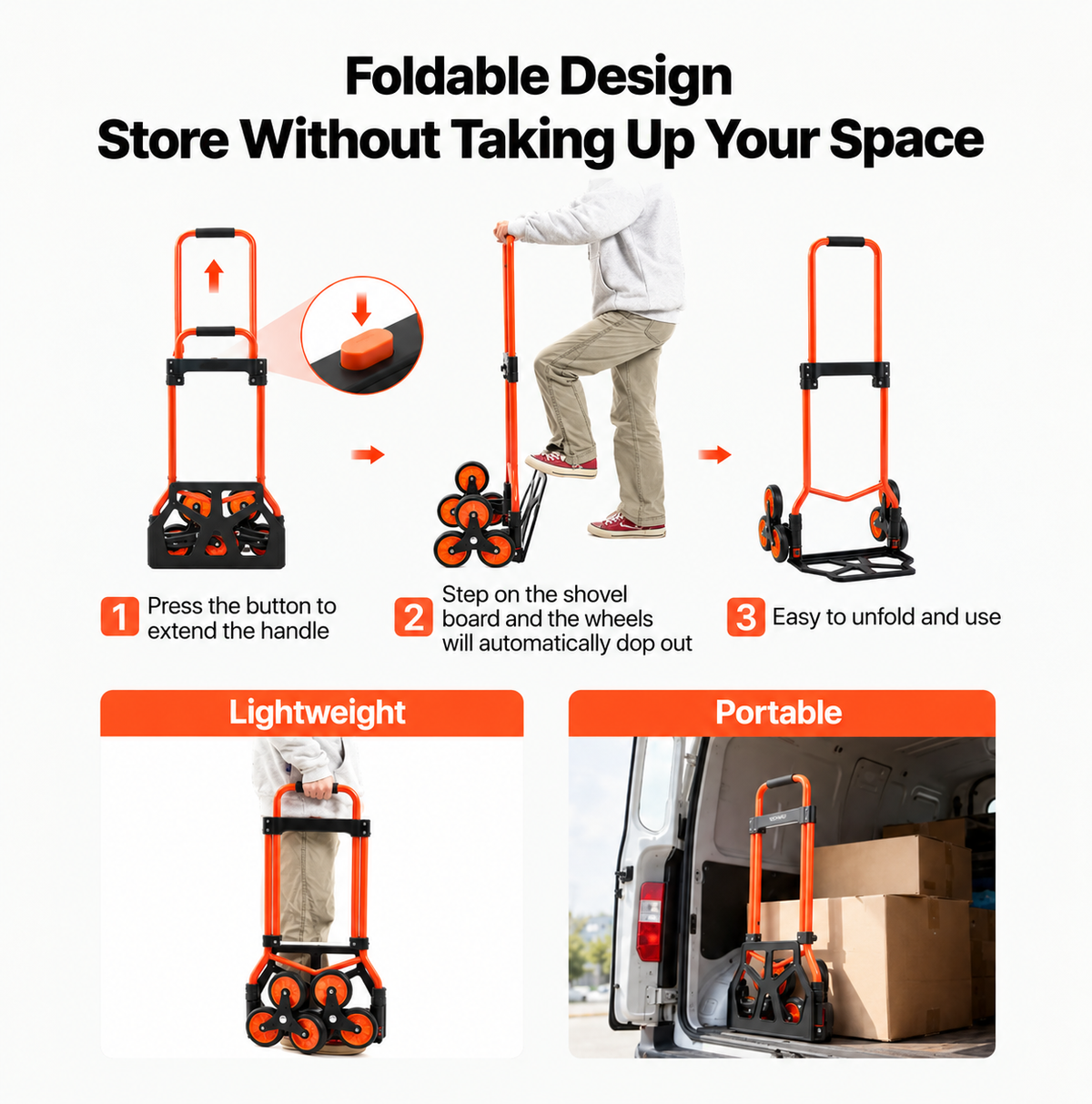 Foldable Stair Climbing Hand Truck – Compact Moving Cart