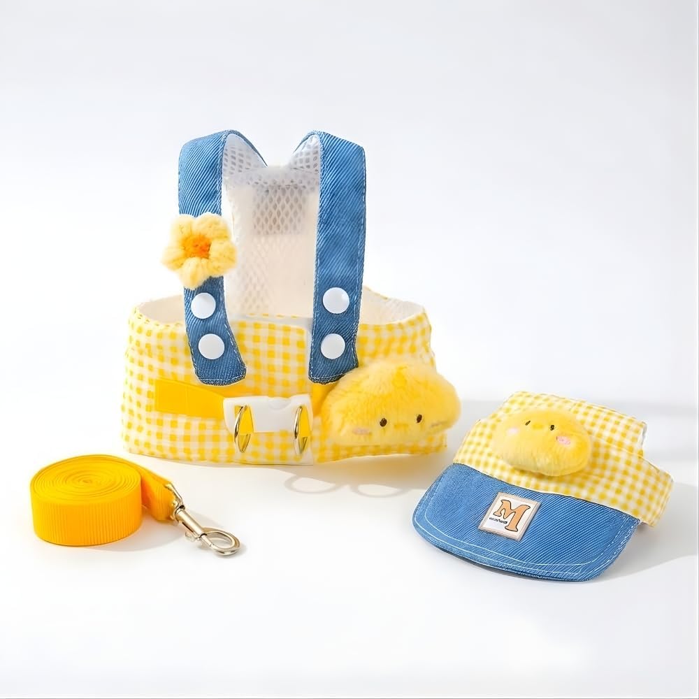 Dog Harness and Leash Set with Hat for Small Dogs & Cats