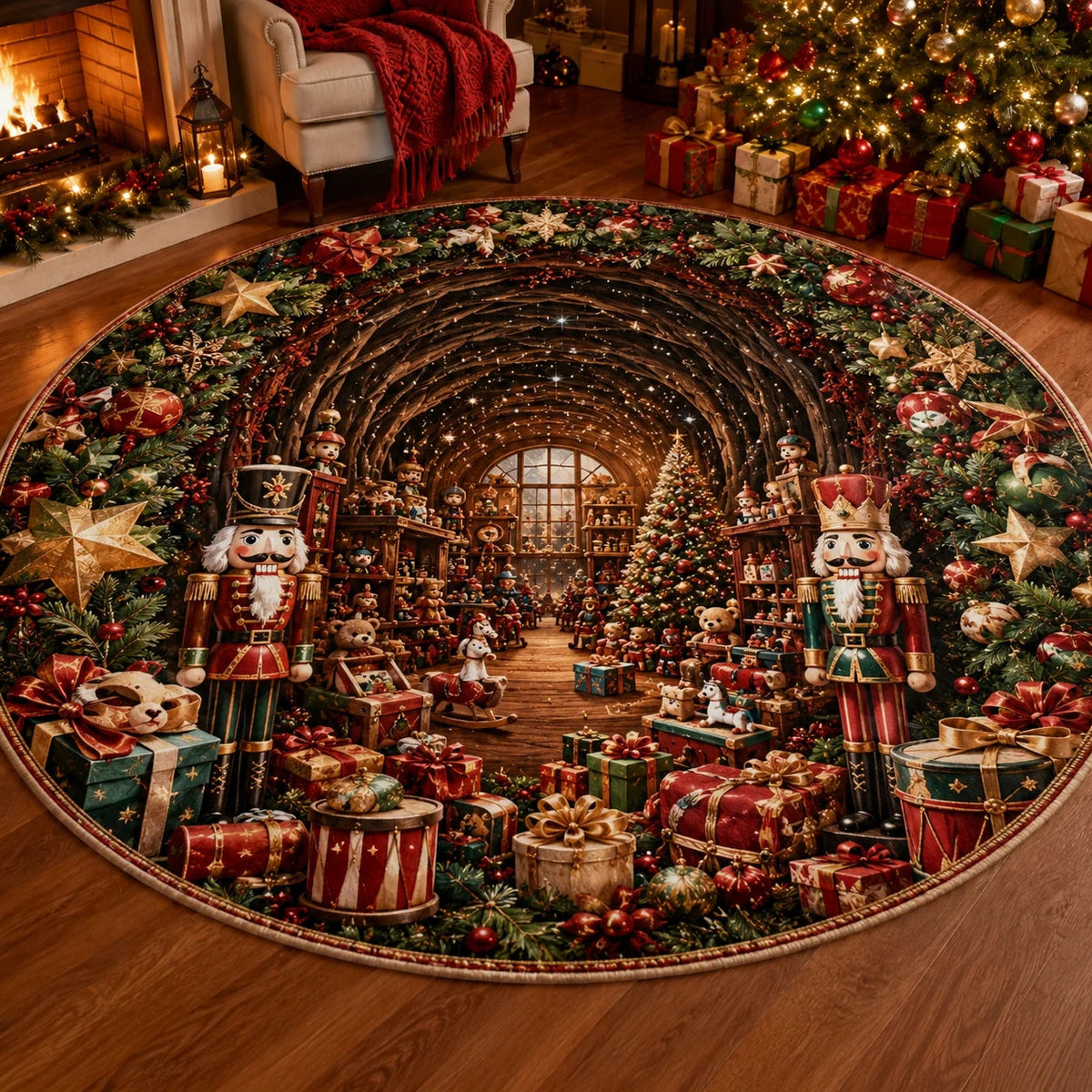 🎄Christmas Portal 3D Illusion Round Rug