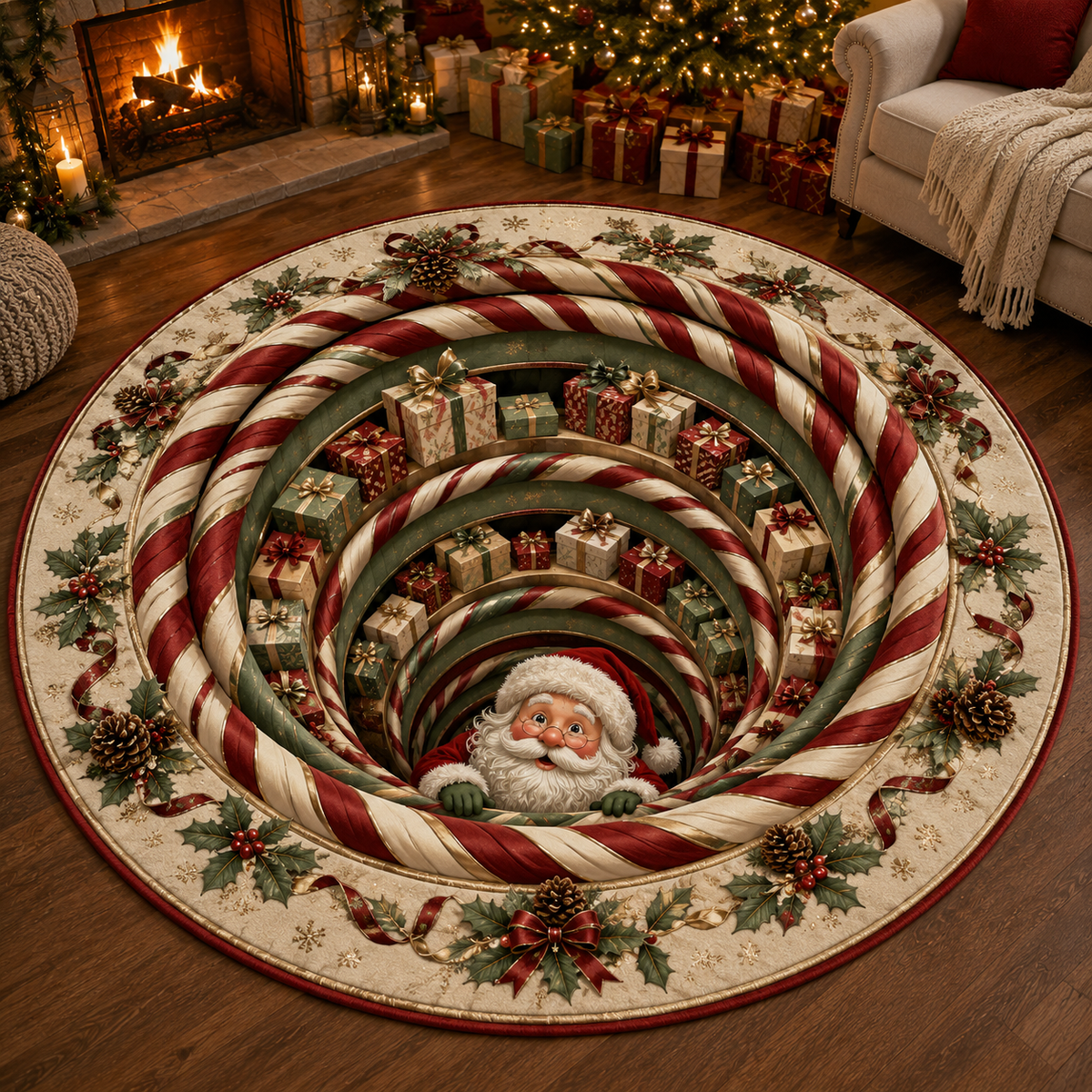 🎄Christmas Portal 3D Illusion Round Rug
