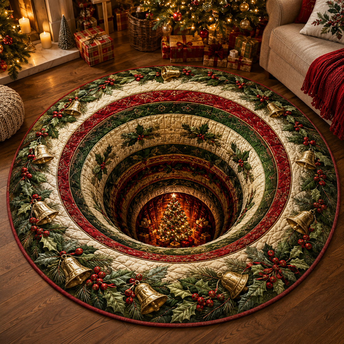 🎄Christmas Portal 3D Illusion Round Rug