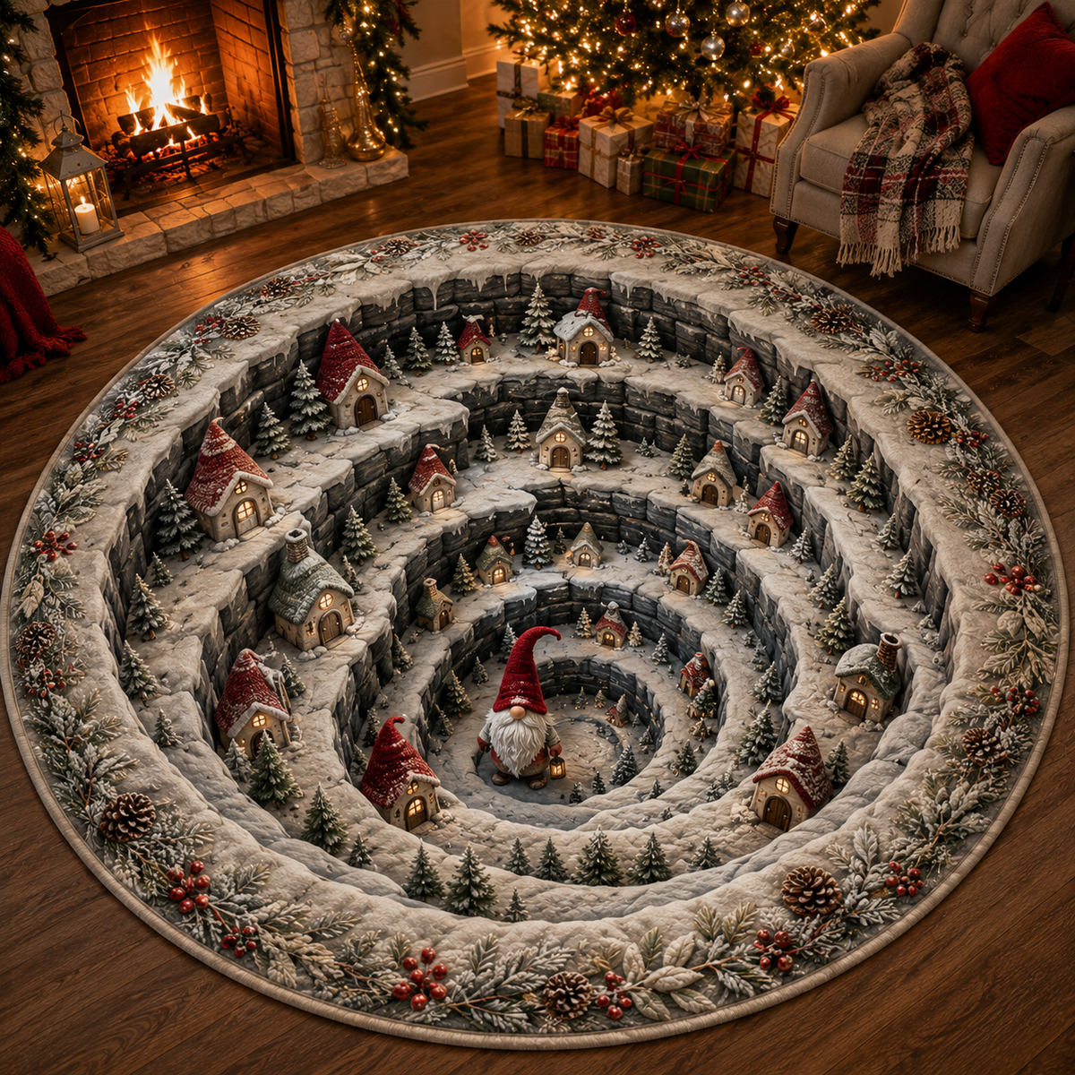 🎄Christmas Portal 3D Illusion Round Rug