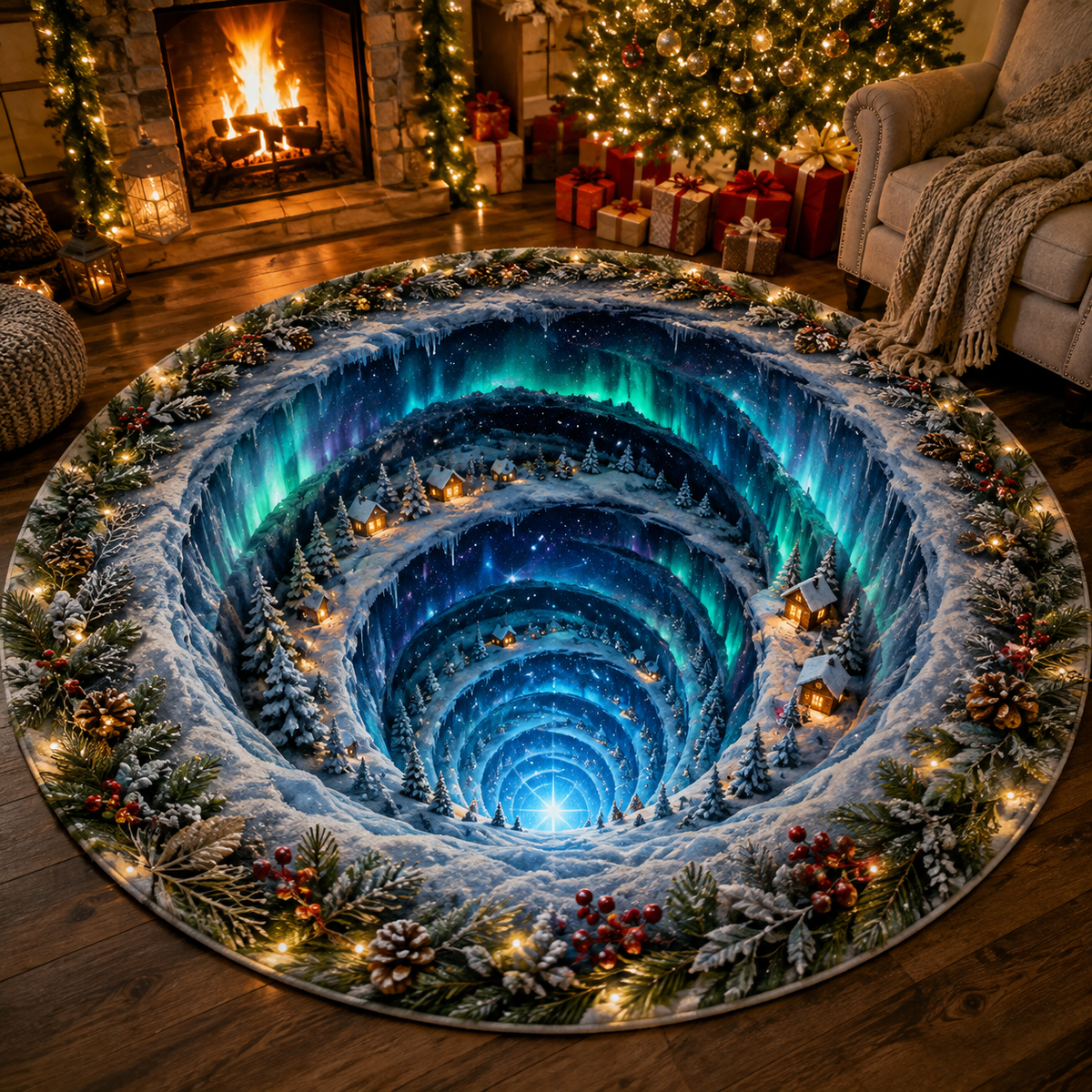 🎄Christmas Portal 3D Illusion Round Rug