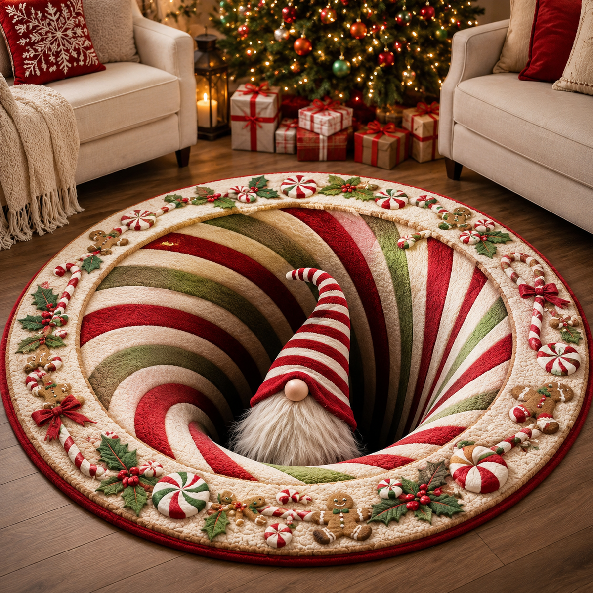 🎄Christmas Portal 3D Illusion Round Rug
