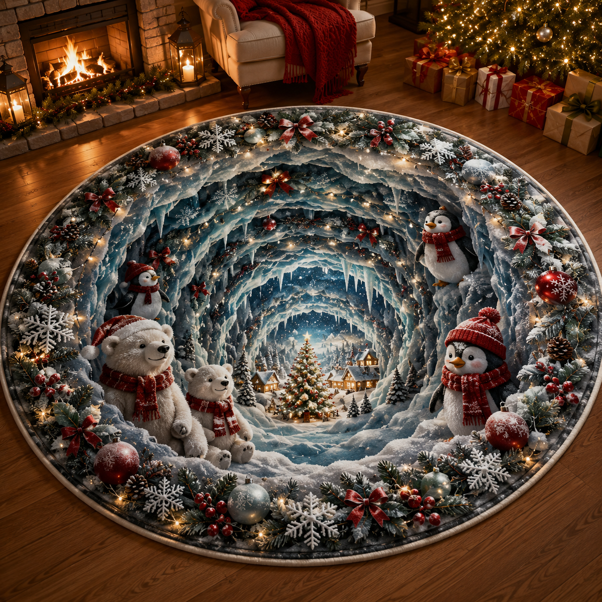 🎄Christmas Portal 3D Illusion Round Rug