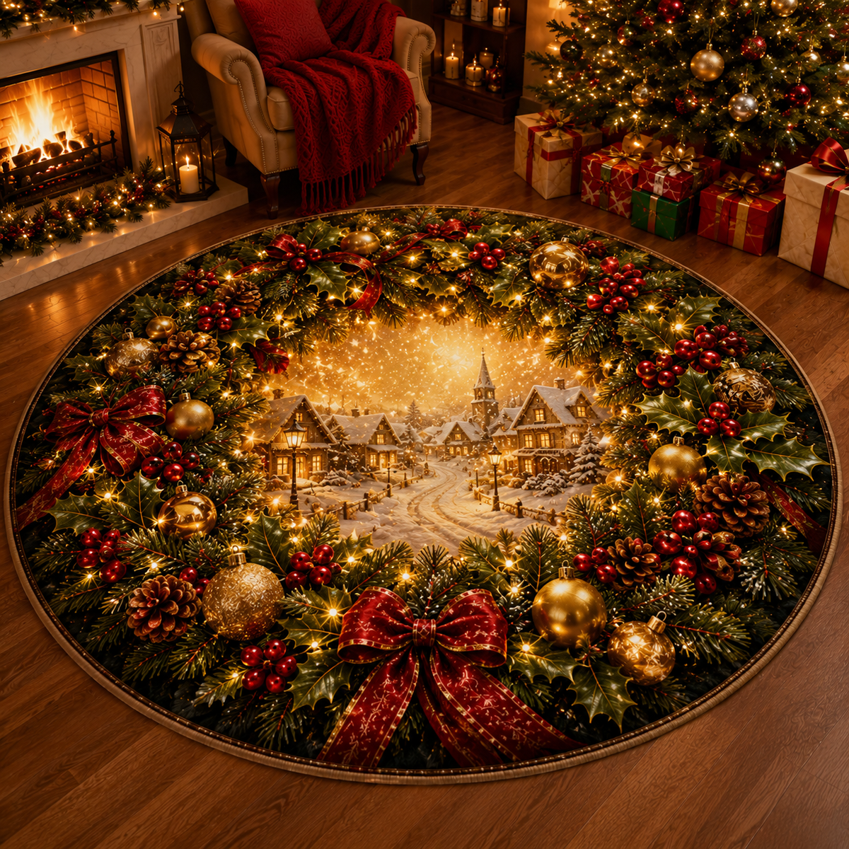 🎄Christmas Portal 3D Illusion Round Rug