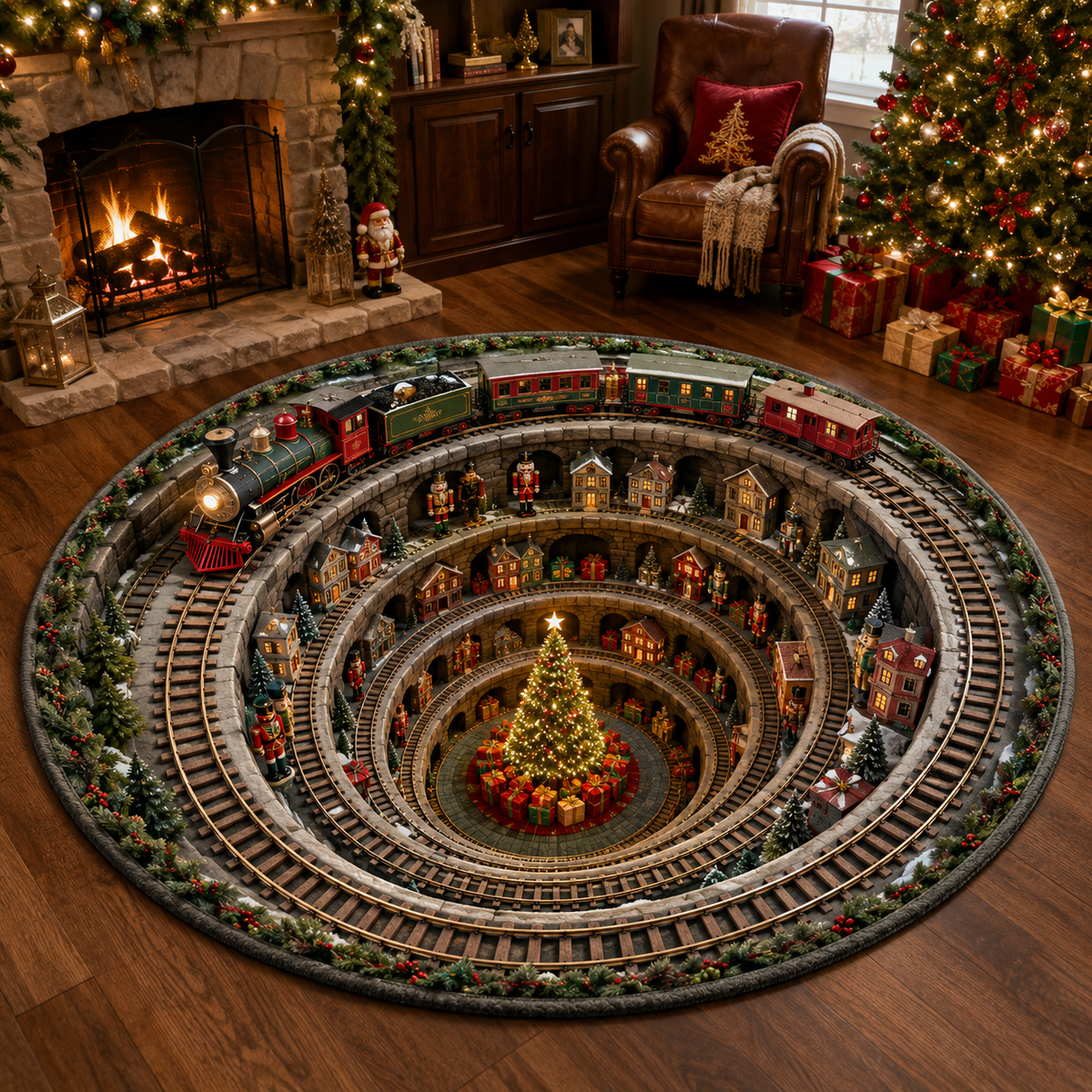 🎄Christmas Portal 3D Illusion Round Rug
