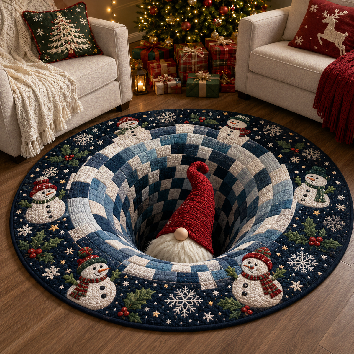 🎄Christmas Portal 3D Illusion Round Rug