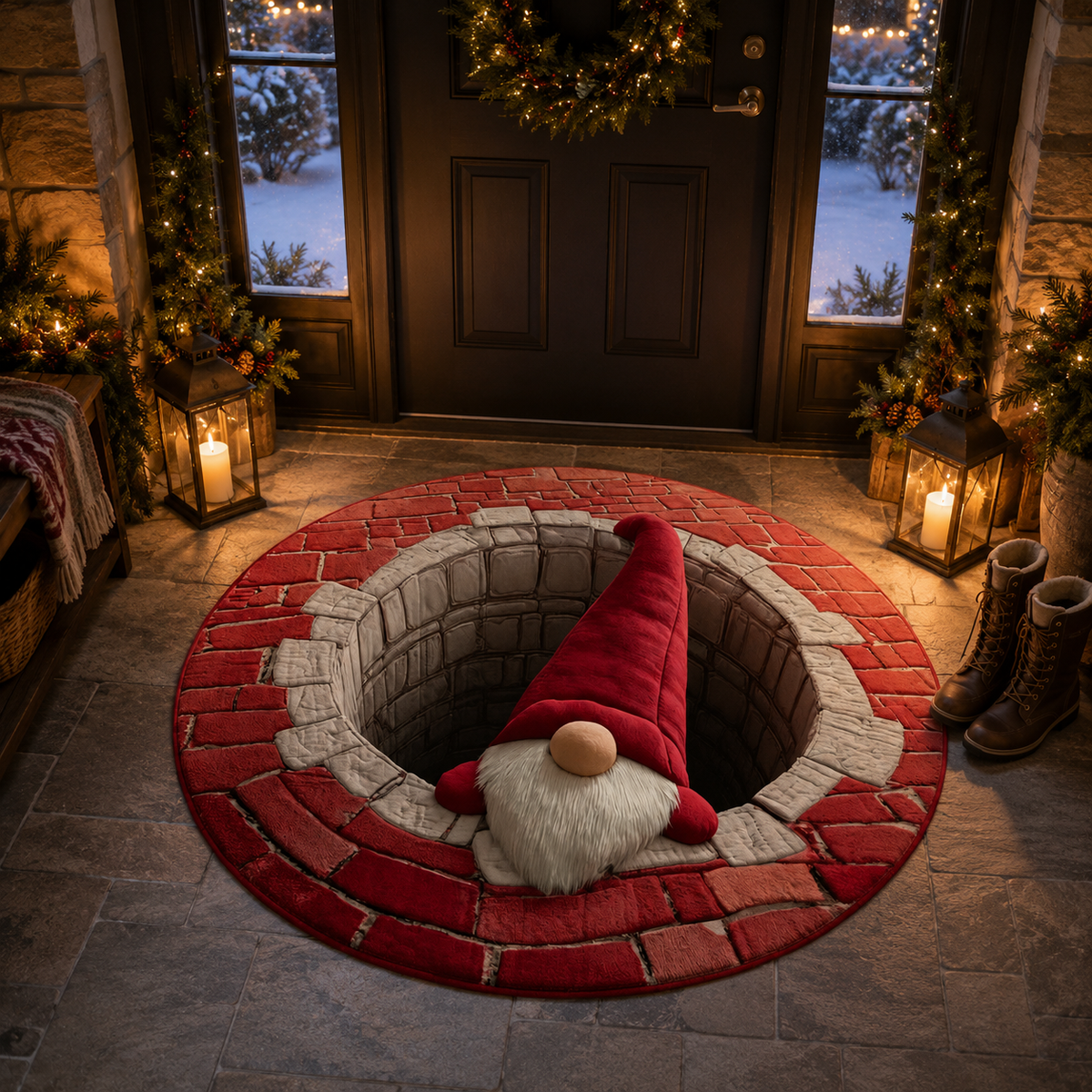 🎄Christmas Portal 3D Illusion Round Rug