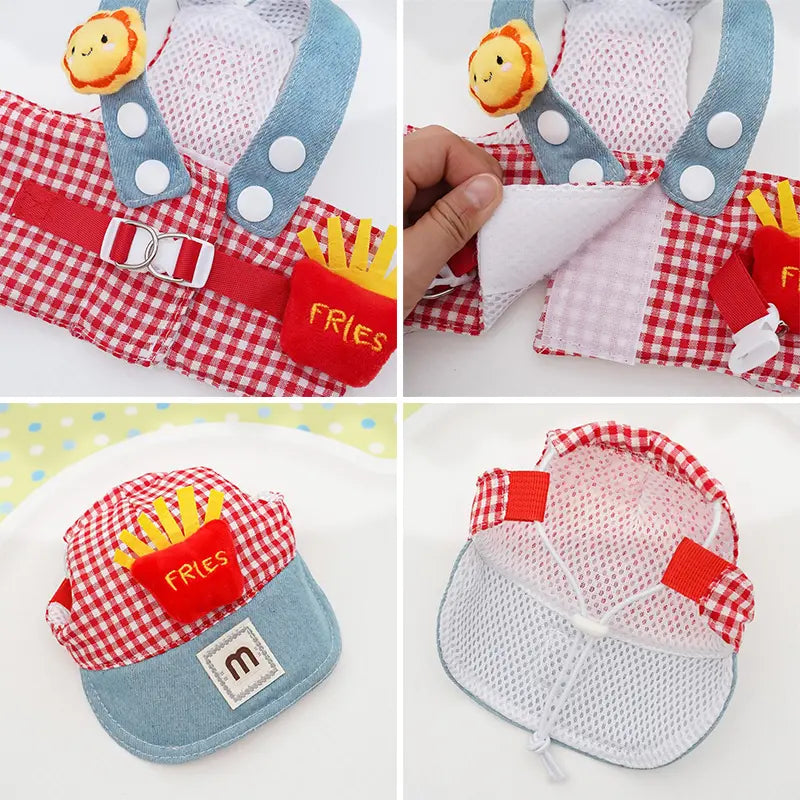 Dog Harness and Leash Set with Hat for Small Dogs & Cats