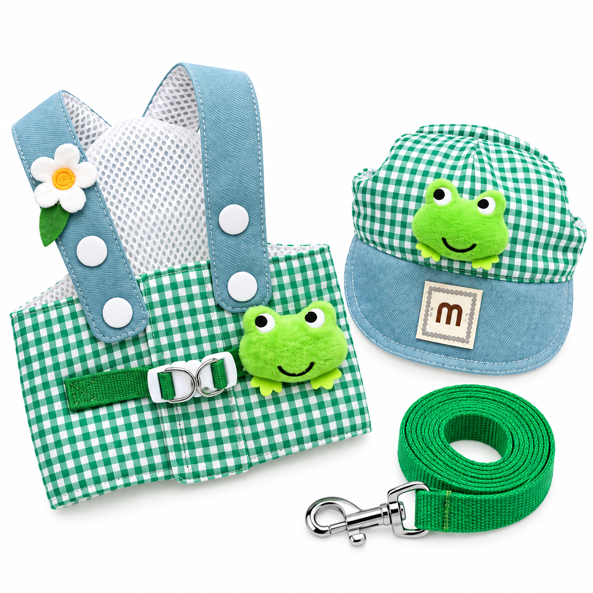 Dog Harness and Leash Set with Hat for Small Dogs & Cats