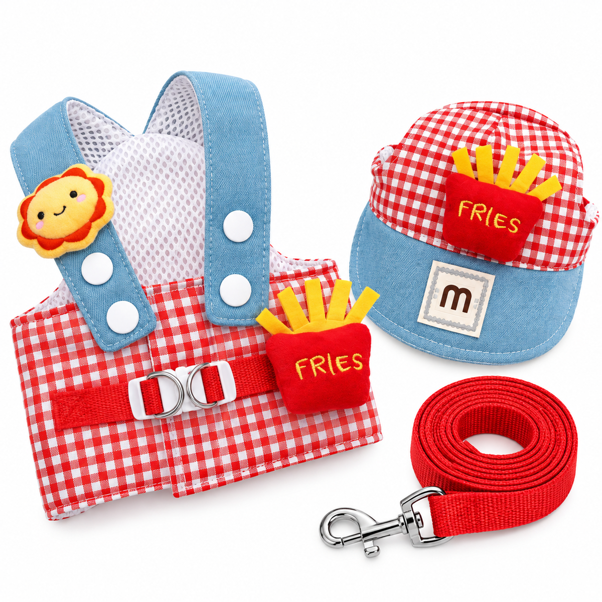 Dog Harness and Leash Set with Hat for Small Dogs & Cats