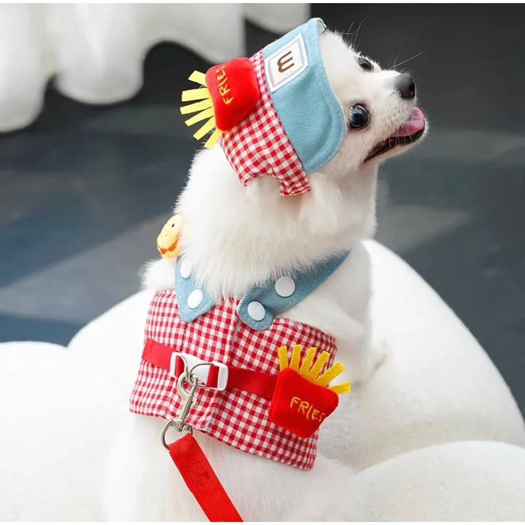 Dog Harness and Leash Set with Hat for Small Dogs & Cats