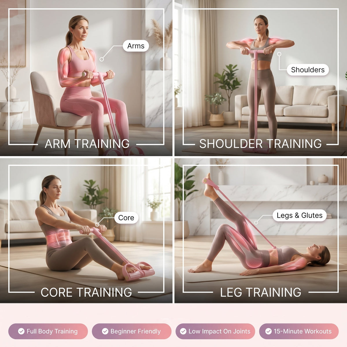 Pedal Resistance Band with Handles for Home Workouts