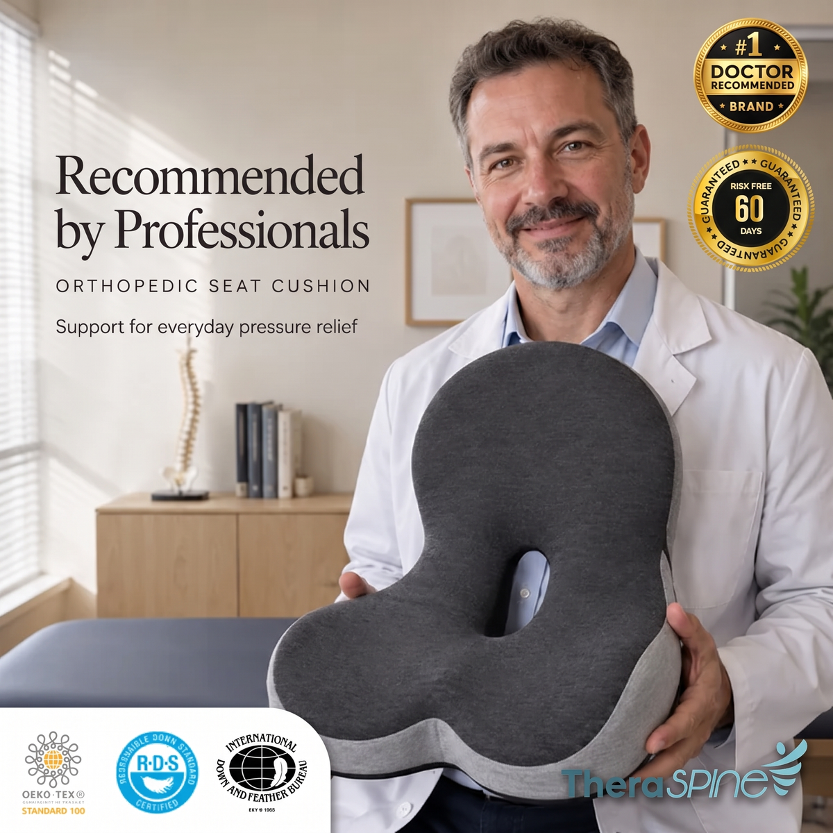 Ergonomic Full-Back Seat Cushion for Office, Home & Travel
