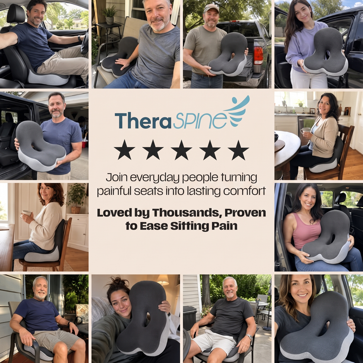 Ergonomic Full-Back Seat Cushion for Office, Home & Travel