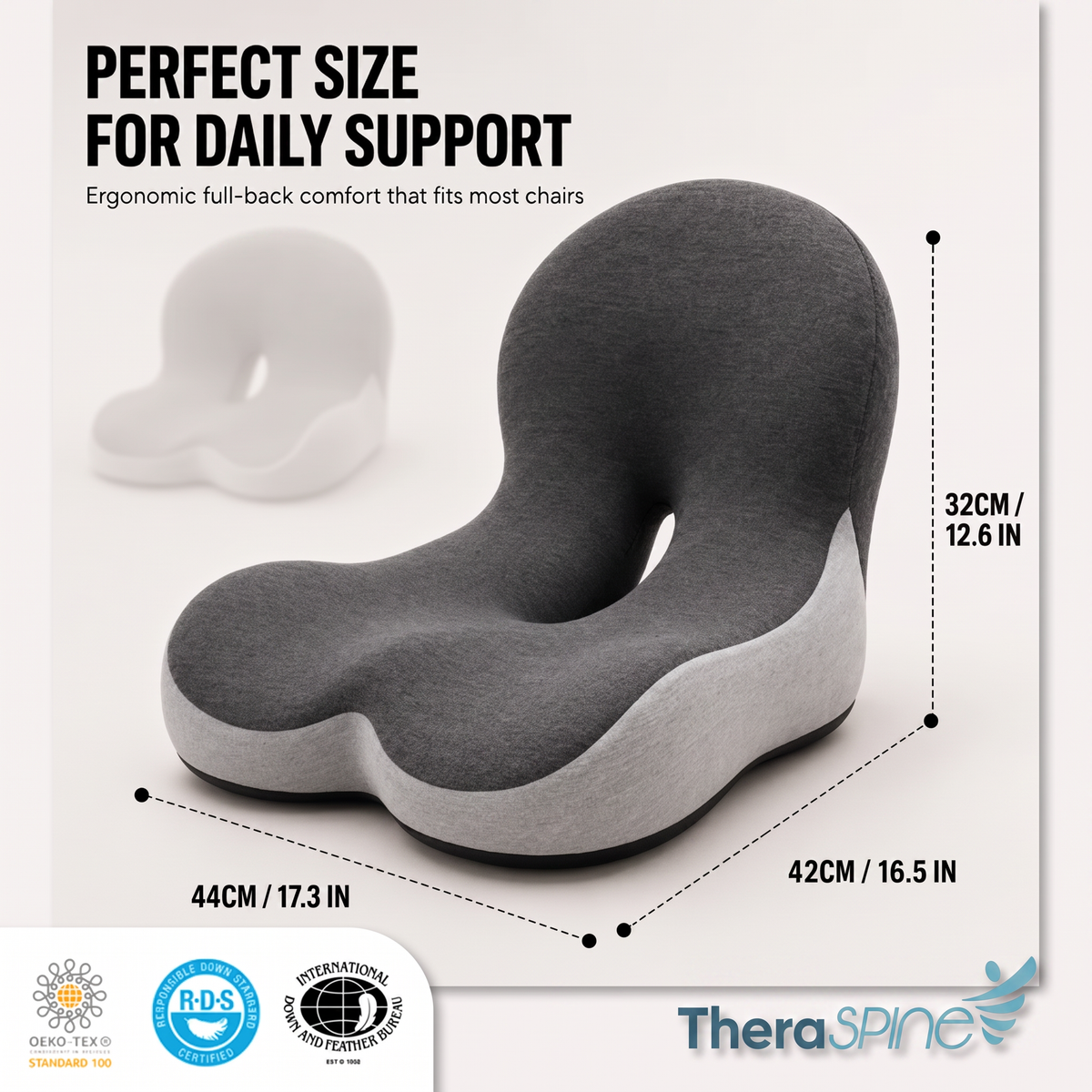 Ergonomic Full-Back Seat Cushion for Office, Home & Travel