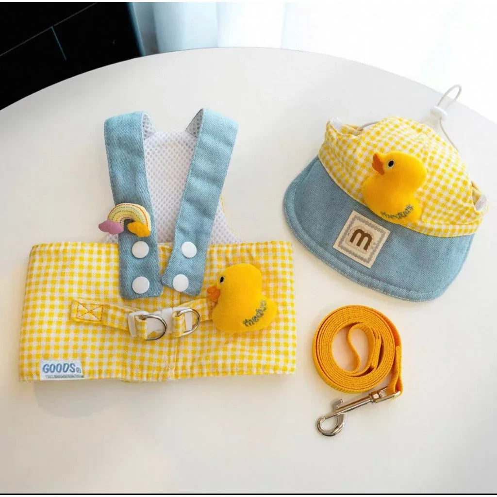 Dog Harness and Leash Set with Hat for Small Dogs & Cats