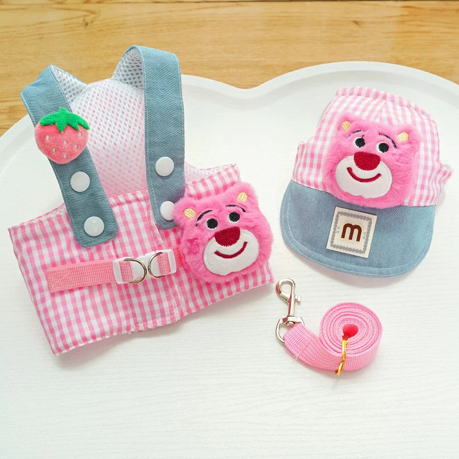 Dog Harness and Leash Set with Hat for Small Dogs & Cats